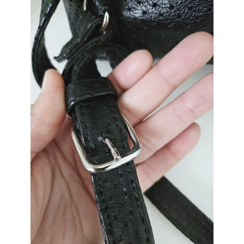 Boho Chic POSSE NEW YORK Black Perforated Backpack Hobo‎ Bag